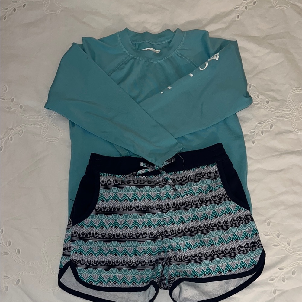 Columbia Kids Swim Rashguard Set - Teal and Navy